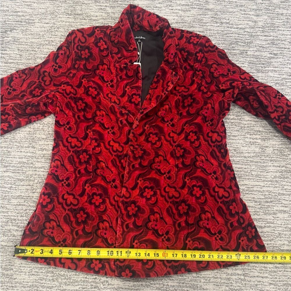 NWT Penny Blazer Red Velvet Floral Retro Size 2XL - Picture 11 of 16